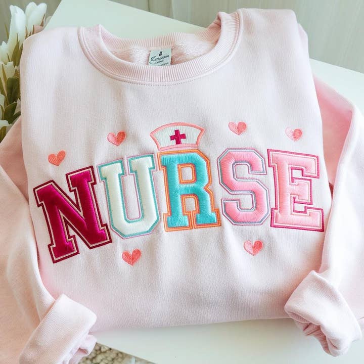 Nurse Valentine Embroidered Sweatshirt, Nurse Valentines Tee for wholesale by ClevorFit