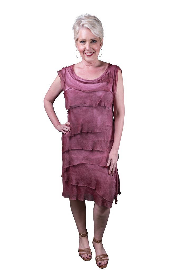 TINA Stephens Italy/Tees By Tina - Wholesale Dress - Women's - Mariana Silk Ruffle Dress (DT202)10