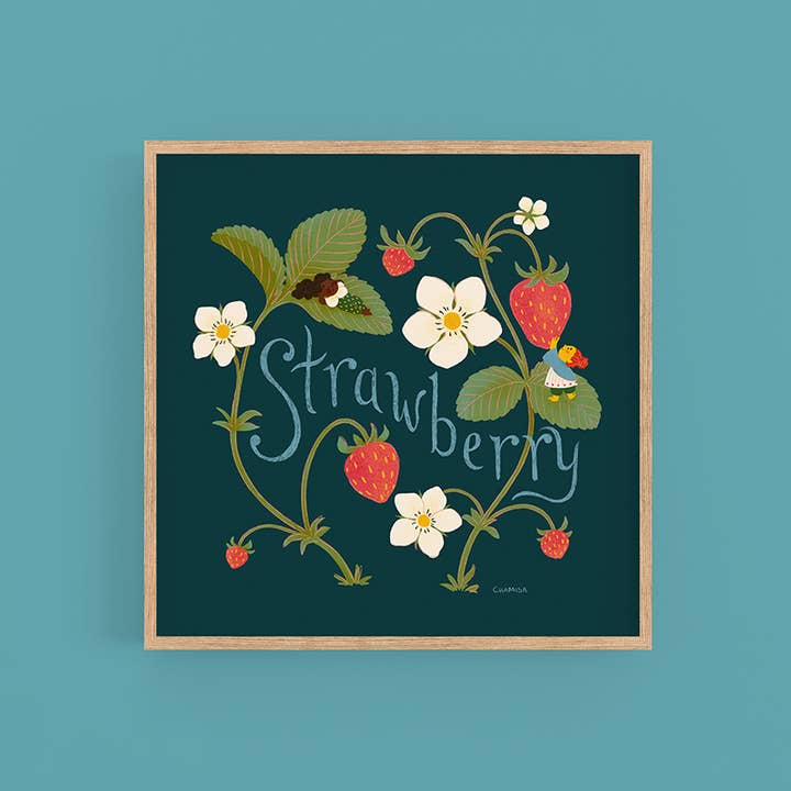 Kunsttryk "Jordbær" for engroshandel hos Studio Chamisa