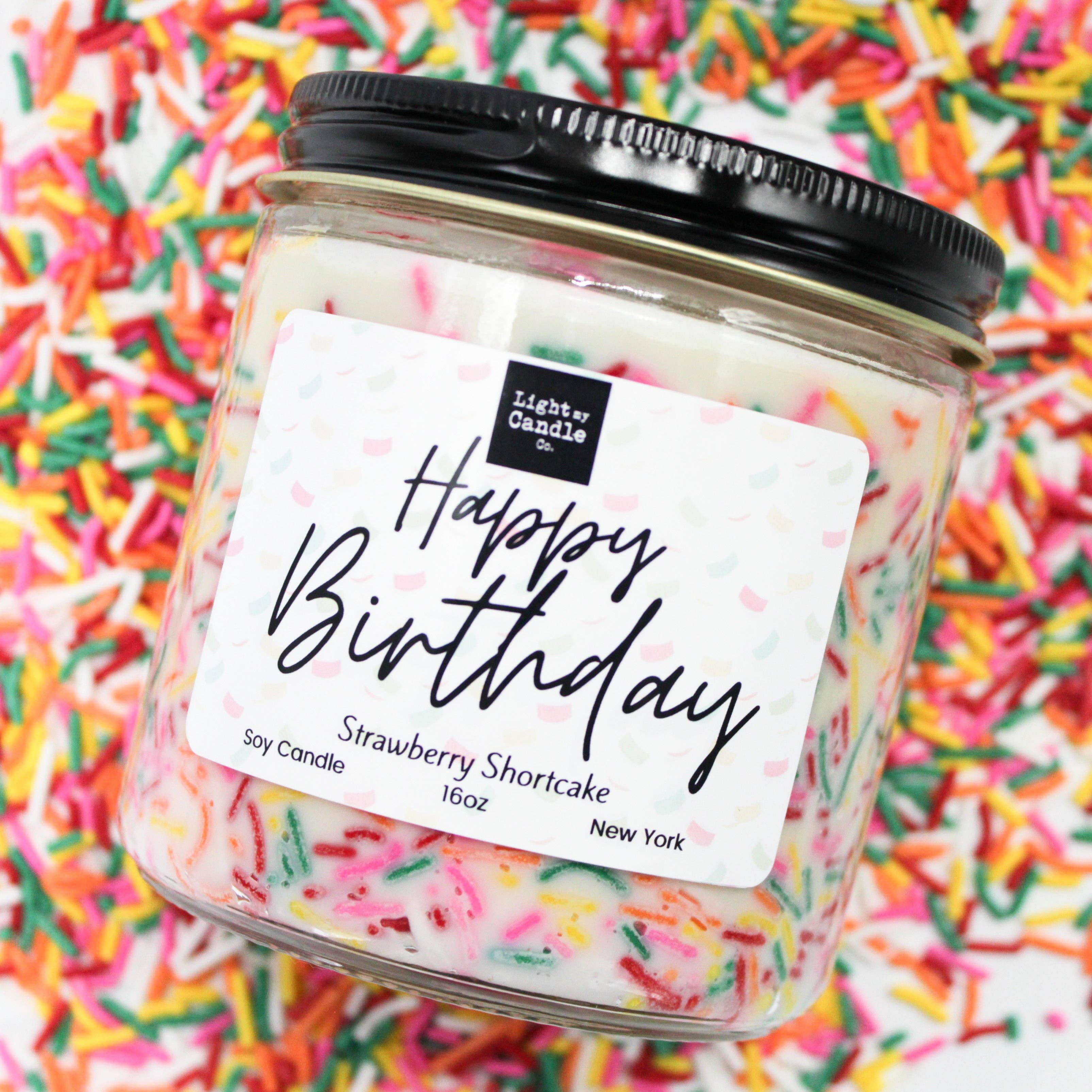 Happy Birthday Soy Candle for wholesale by Light My Candle Co