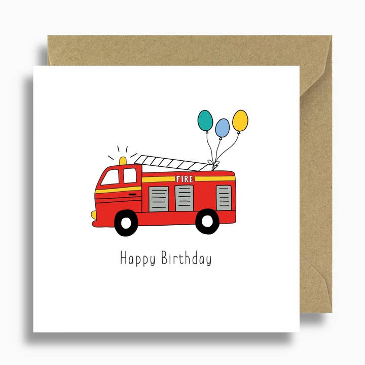Fire Engine Birthday Card for wholesale by Lizzie Chancellor