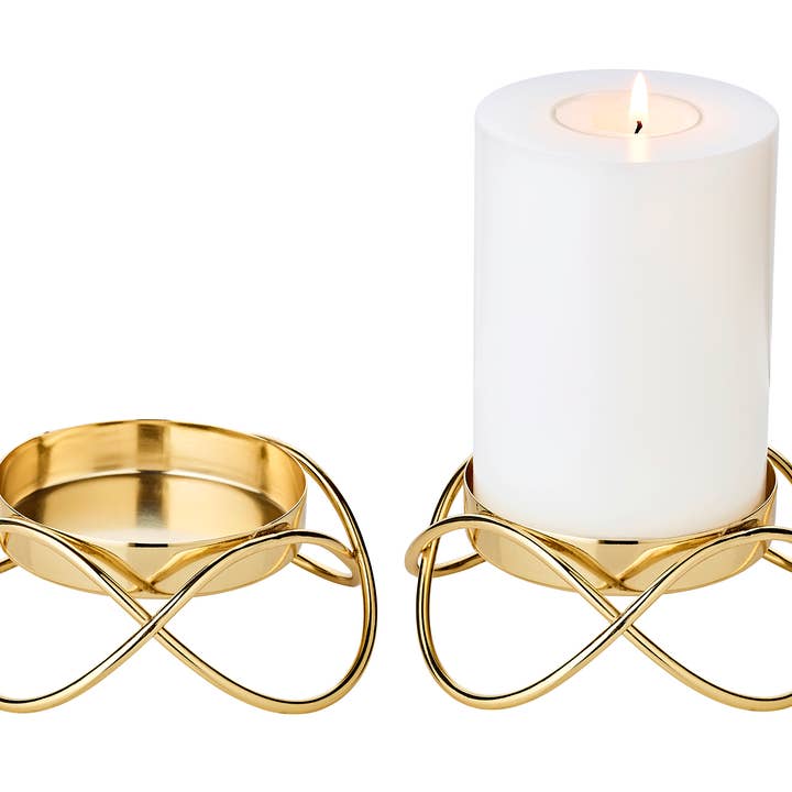 Set of 2 Candle Holders Bastia in Gold Height 4.5 cm for wholesale by EDZARD