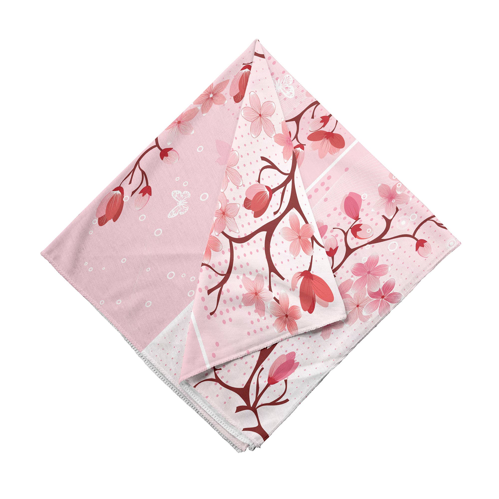 Ambesonne – wholesale Bandana – Unisex – Cherry Blossom Bandana Floral Pink Blooms & Butterflies 22"1