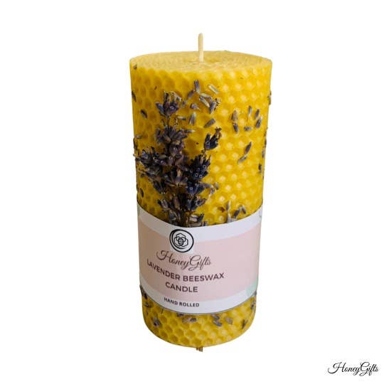 HoneyGifts - Wholesale Zuilkaars - Lavendel 100% zuivere bijenwas kaars6