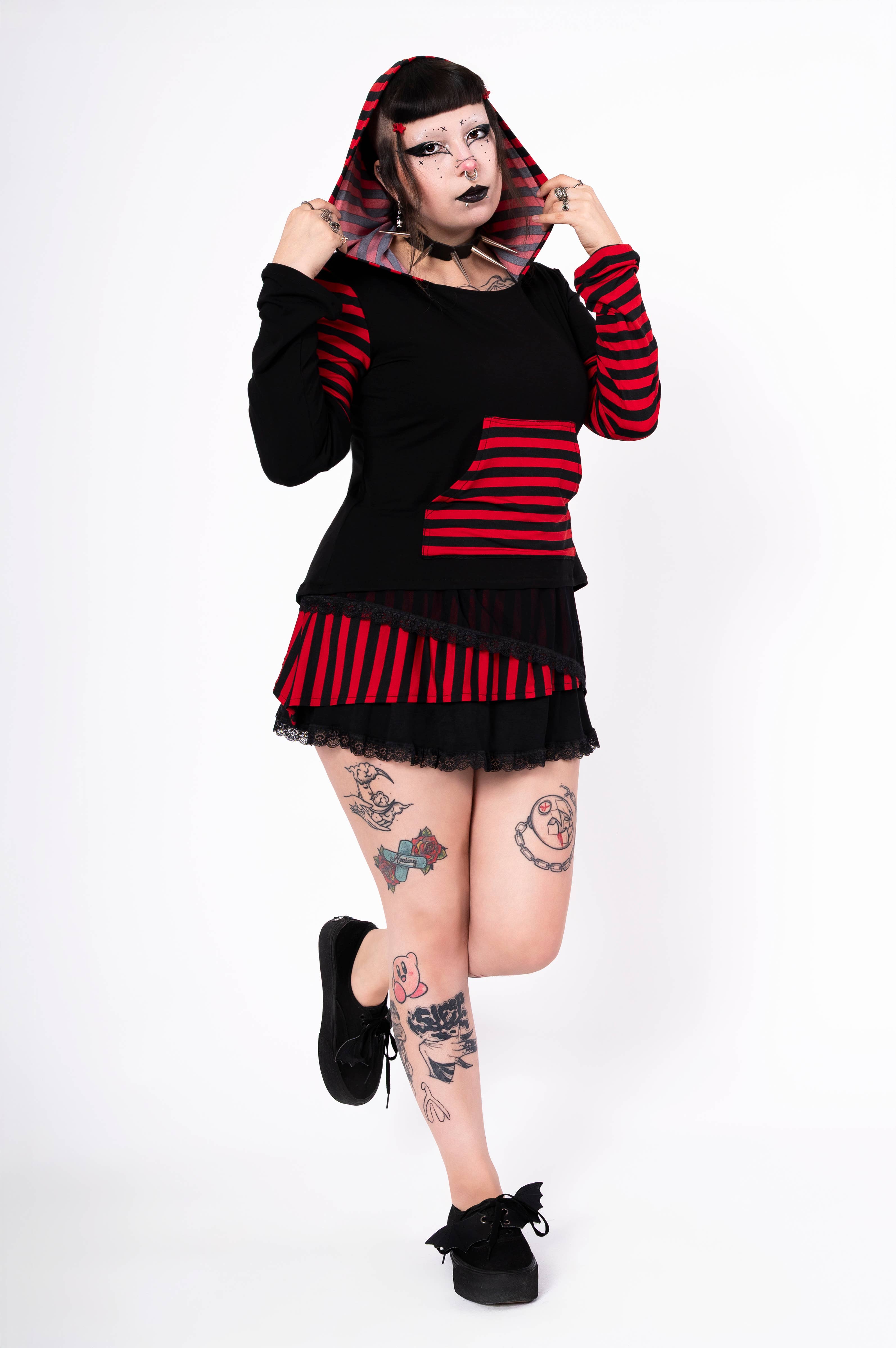 Putré-Fashion - Wholesale Hoodie - Women's - Mall Goth shirt - Black/red