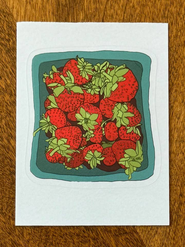 Sticker - verse aardbeien voor wholesale door Prints by Emily Marie