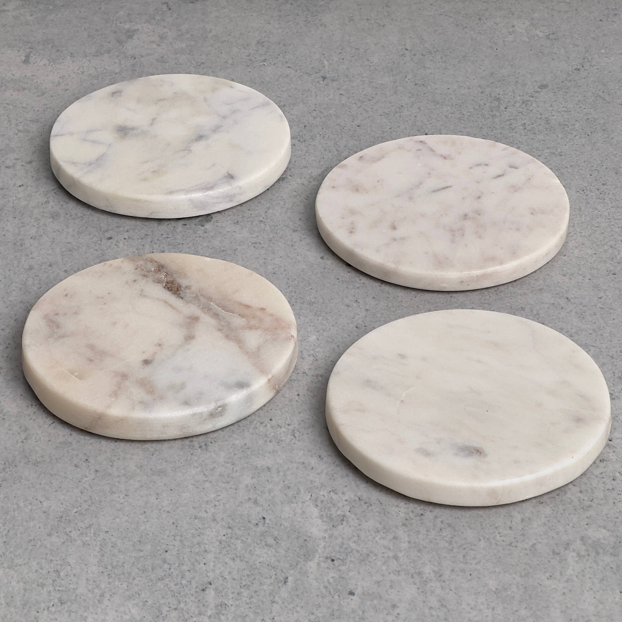 India Handicrafts Inc - Venta al por mayor Posavasos - Posavasos redondo de mármol blanco4