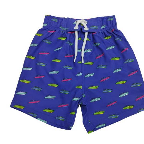 Kids Swim Board Shorts - Speed Boats for wholesale by 🤍Baby Steps and Mish Kids