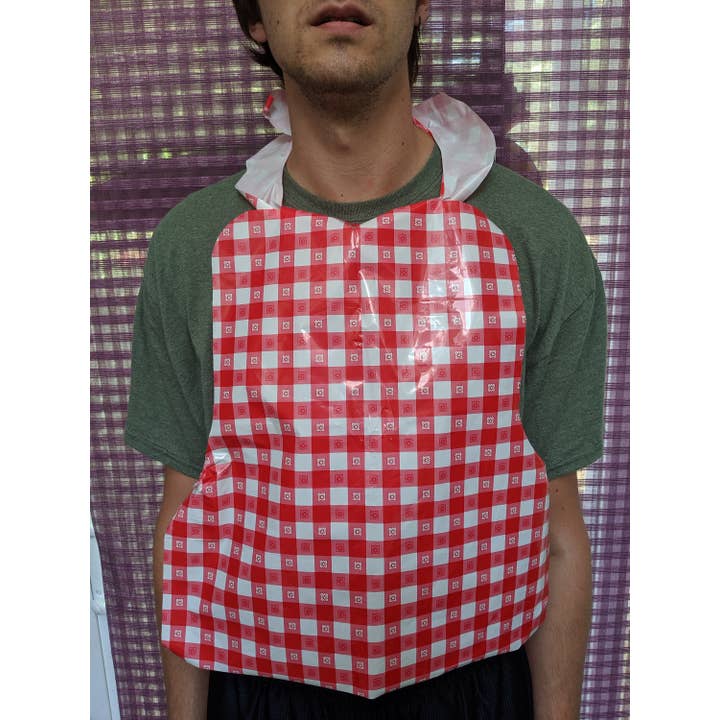 Party Bibs - Vendita all'ingrosso Tovagliolo monouso - Bavaglini in plastica, motivo a quadretti rossi, bavaglini per feste, confezione da 253