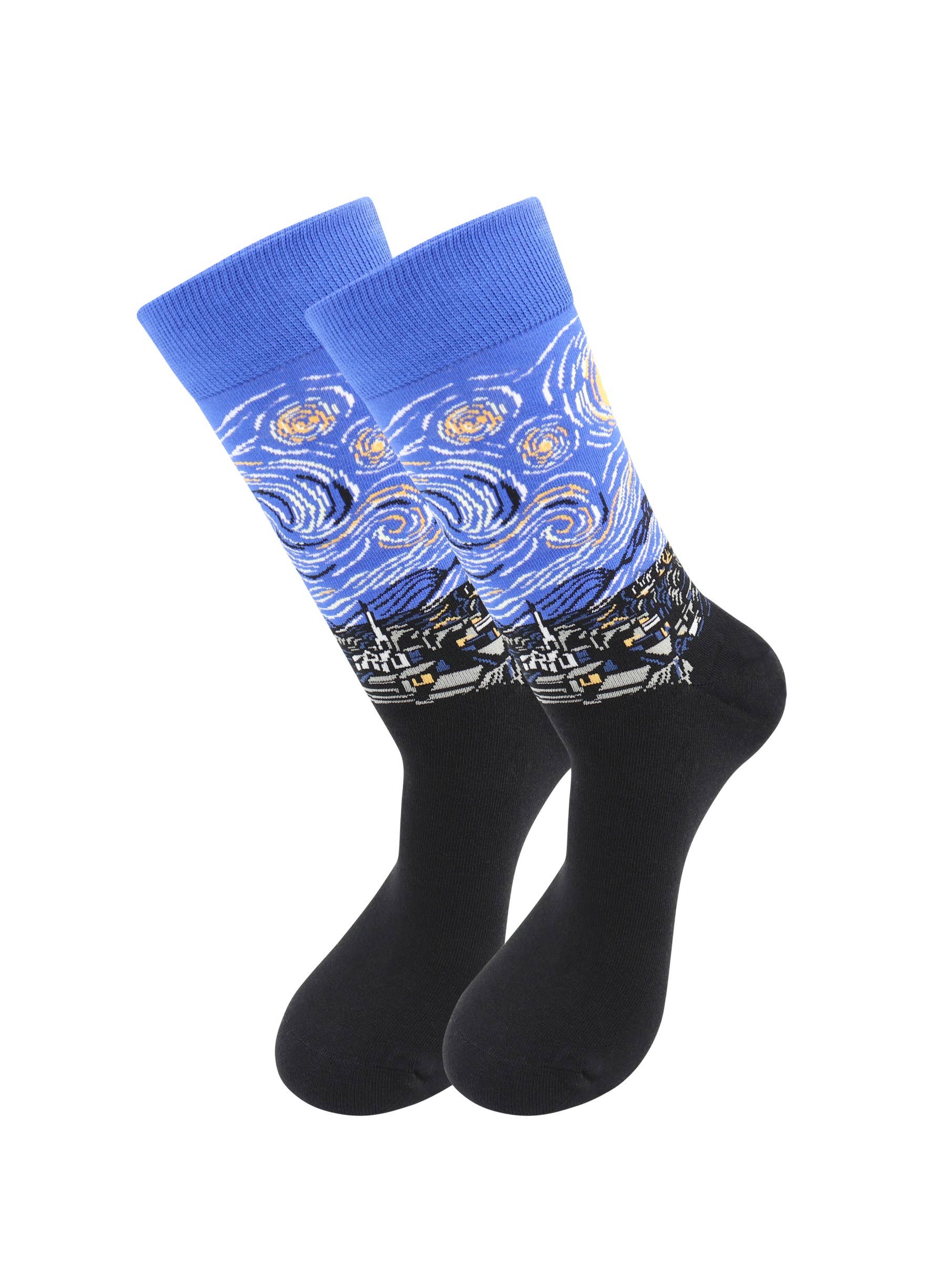 Real Sic – Großhandel Socken - Unisex – Sternennacht von Van Gogh Kunstsocken - Bequeme Baumwolle für Männer & Frauen0