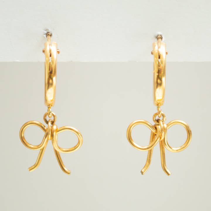 Bow Dangle Hoops for wholesale by Syd Squared Jewelry
