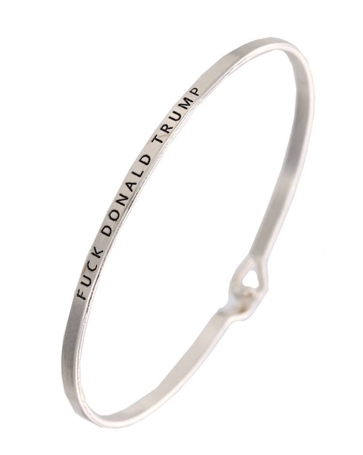0011 PREMIERE - Wholesale Bangle Bracelet - FR6875 FUCK DONALD TRUMP_3mm Message Bangle1