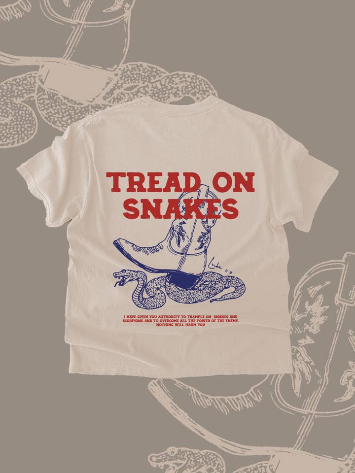 "Tread On Snakes" Comfort Colors Tee || Ivory for wholesale by Jesus Loves You Company