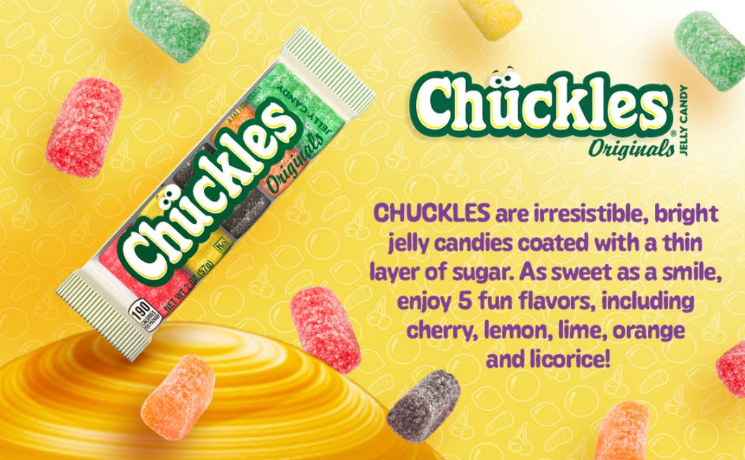 O'Shea's Candies Sweet Shop - Wholesale Hard Candy - Nostalgic 1921 Original 5 Flavor CHUCKLES - 24ct Display Box6