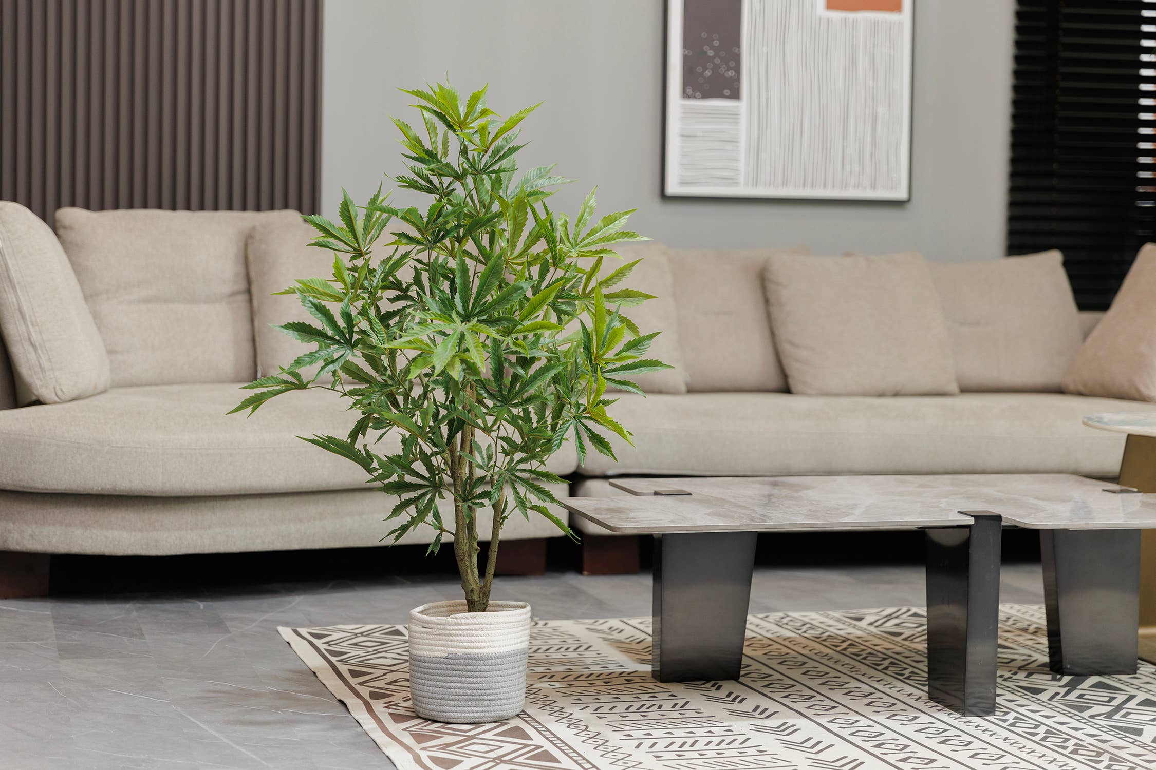 MinxNY - Wholesale Artificial Plant - 50.25"H Cannabis plant, with Rope basket4