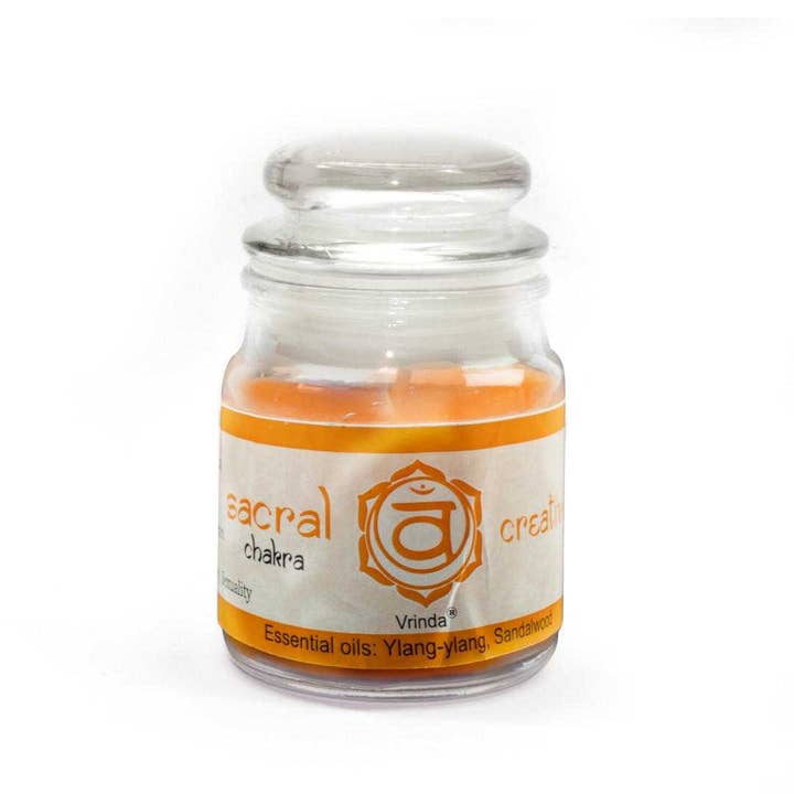 Vrinda - Wholesale Jar/Filled Candle - Vrinda 7 Chakra Jar Candles Orange, Scented Sacral Chakra Swadhisthana- 3oz3