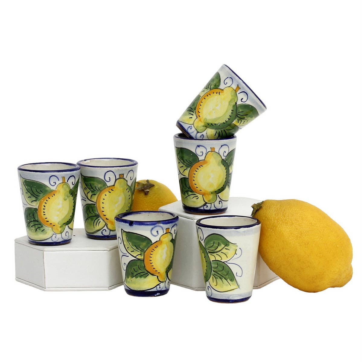 Artistica - Deruta of Italy - Wholesale Shot Glass - LIMONCELLO: Limoncello Shot Cups 2 Oz. (Set of six.)0