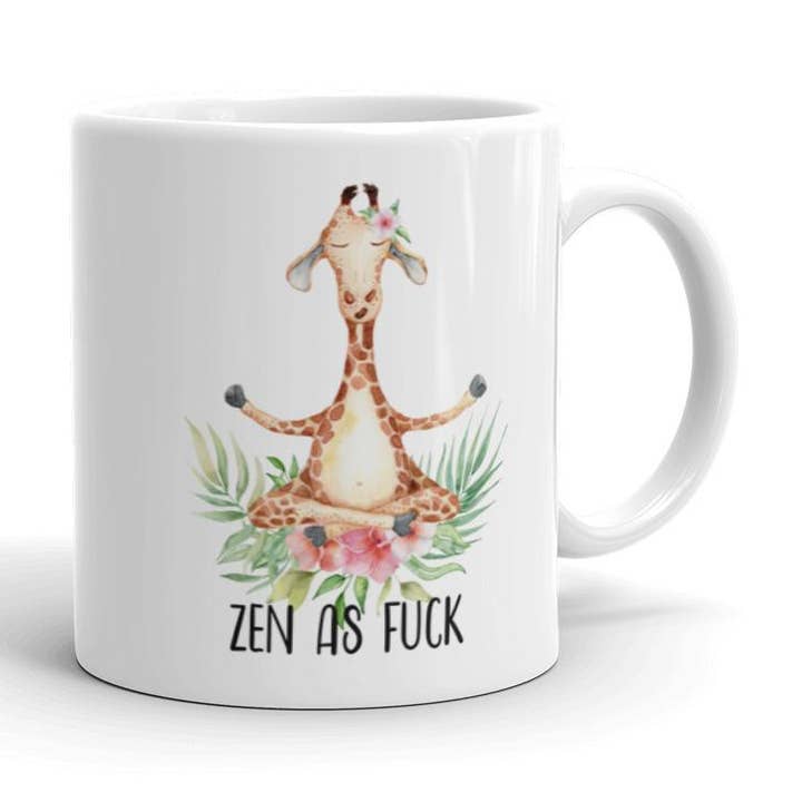 Giraffe Zen as Fuck AF Coffee Mug for wholesale by Words of Ivy