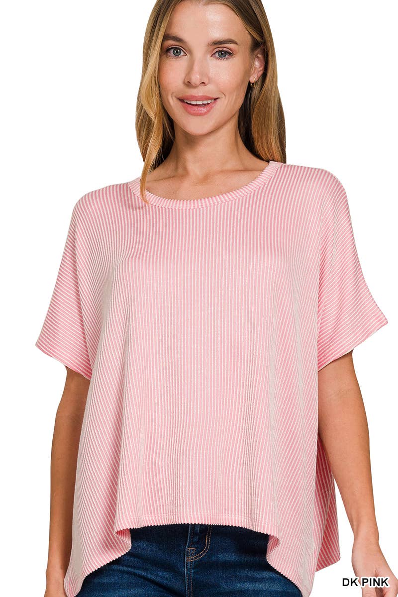 42POPS - Venta al por mayor Jersey corto de punto - Mujer - Top de canalé de cordón a rayas de espiga oversize18