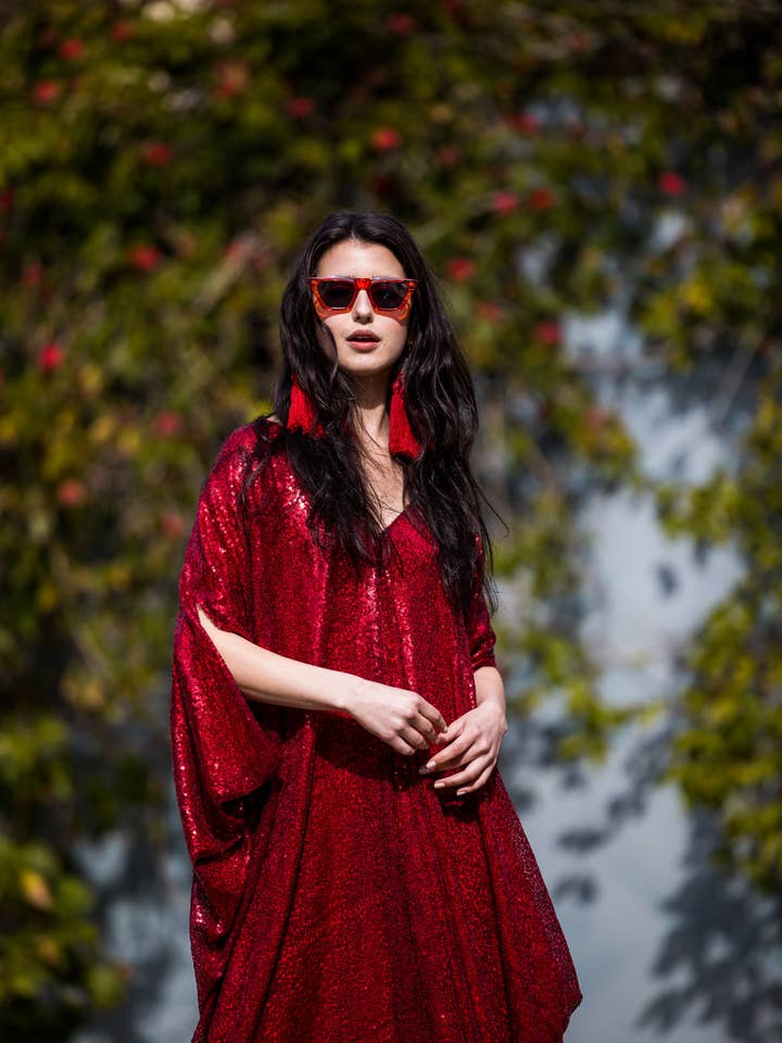 Jennafer Grace - Venta al por mayor Caftán - Mujer - Caftán de lentejuelas de rubí4