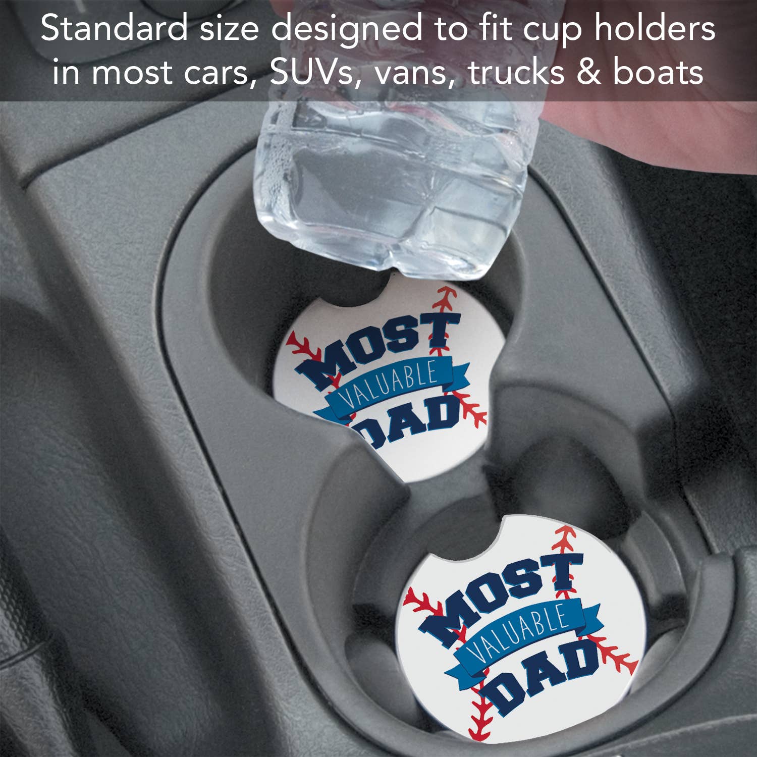 CounterArt/Highland Home/Thirstystone – wholesale Coasters – "Most Valuable Dad" Absorbent Stone Car Coaster 1pk6