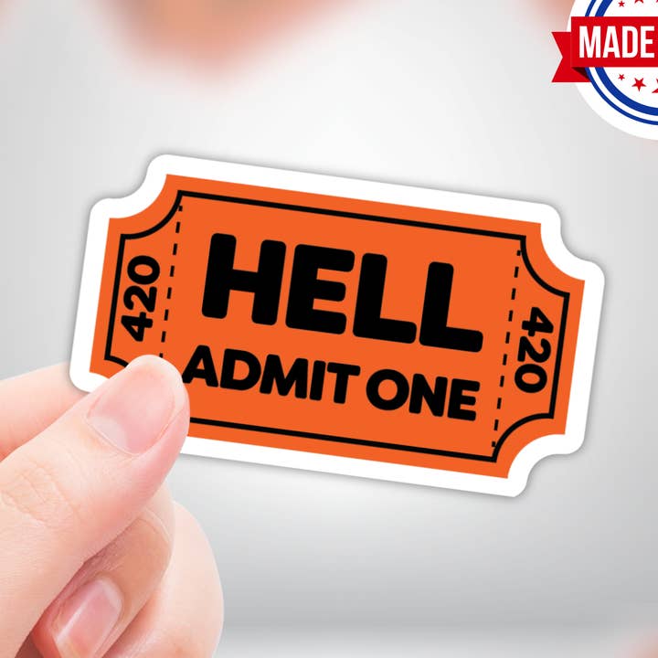 Enfer Admet Un 420 Autocollant Vinyle Drôle de Cannabis pour la vente par Coyote Color