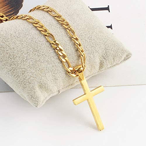 JB Jewelry – wholesale Hänge-/berlockhalsband – 24K Guld Kedjestil Korshänge Halsband1