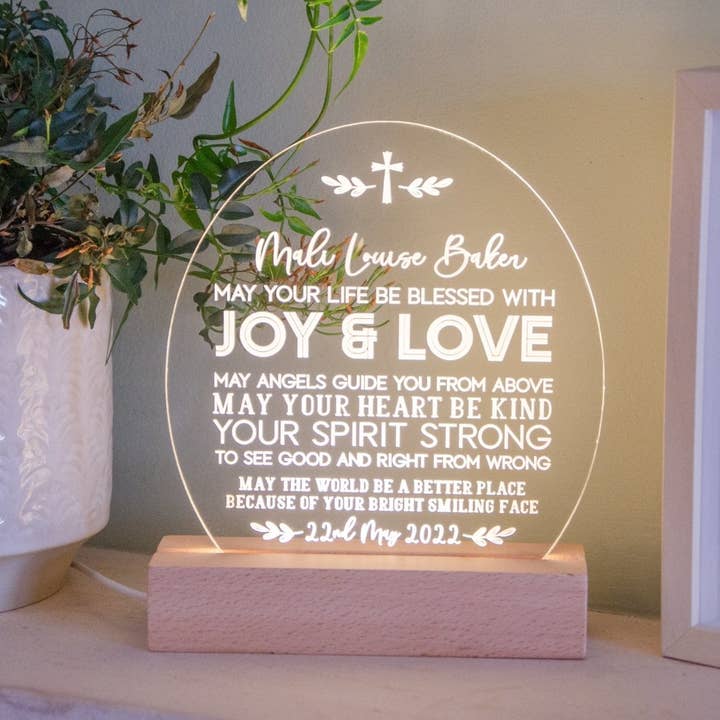 Personlig Dedication/ dåb lys gave for engroshandel hos Birch and tides