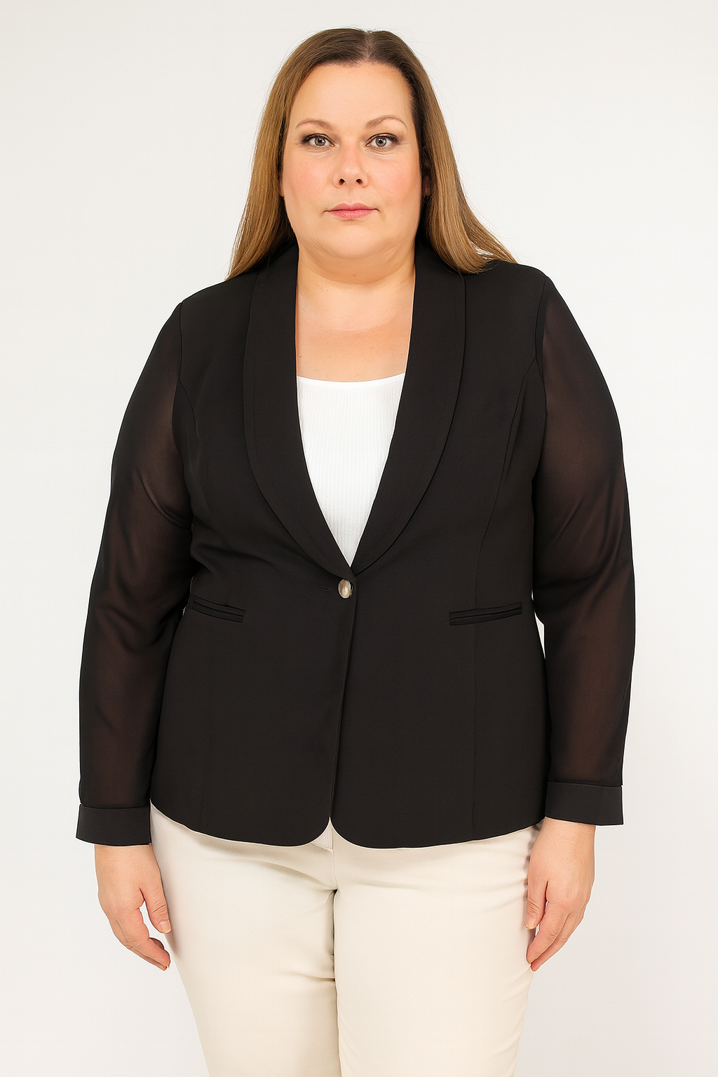 Afinity - Wholesale Jas - Dames - Damesjas grote maat A6163GT - mouwen van mousseline7