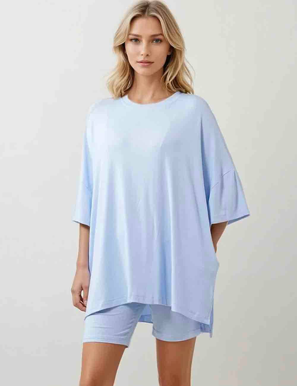 Sweetkama - Wholesale Lounge Set - Women's - Ladies Loose Top and Shorts 2PCS Casual Tee Set SKST2312912