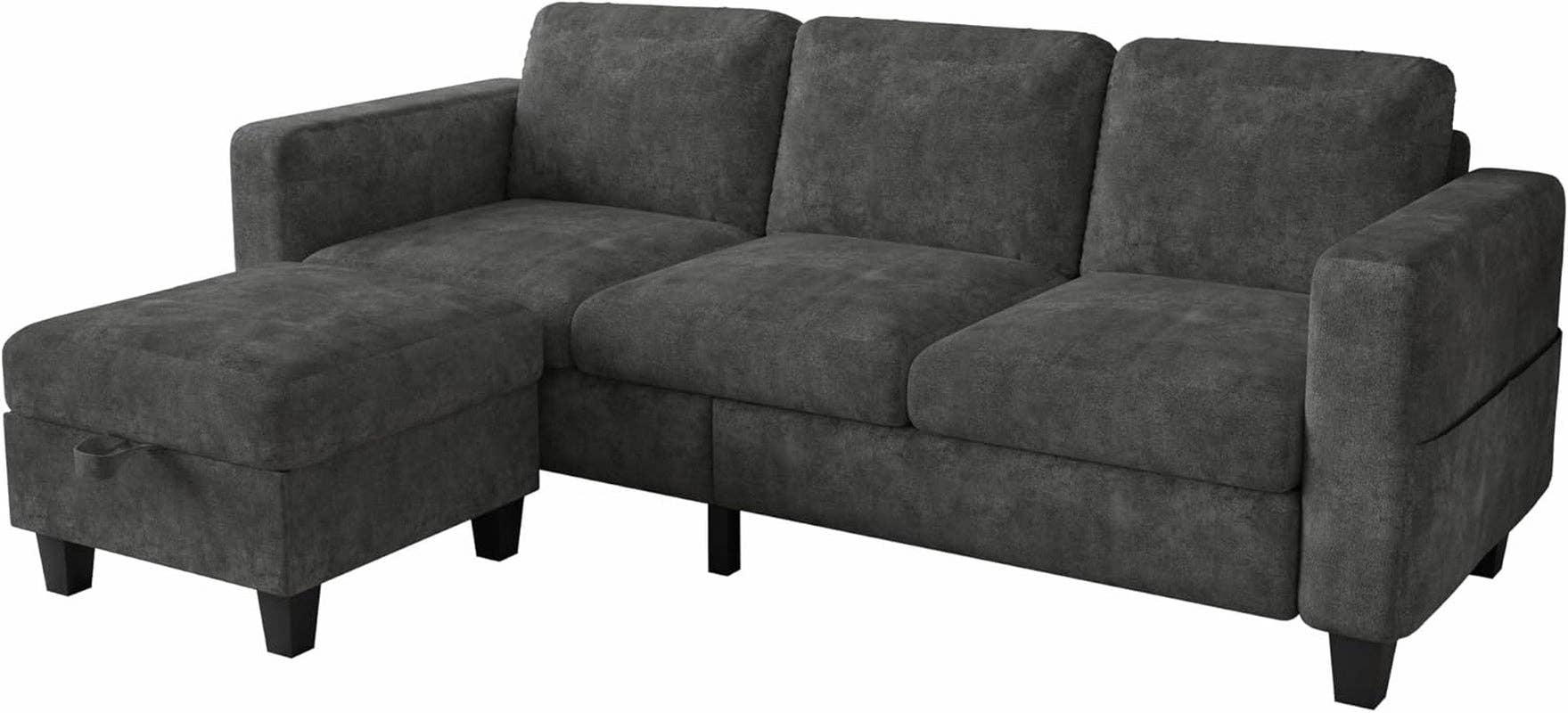 Grey L Shaped Sectional Sofa With Storage Ottoman Modern for wholesale on Faire8