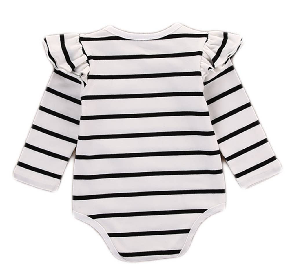 Fennco Styles - Wholesale Bodysuit (Non-Footed) - Baby - Black Stripes White Baby Bodysuit1