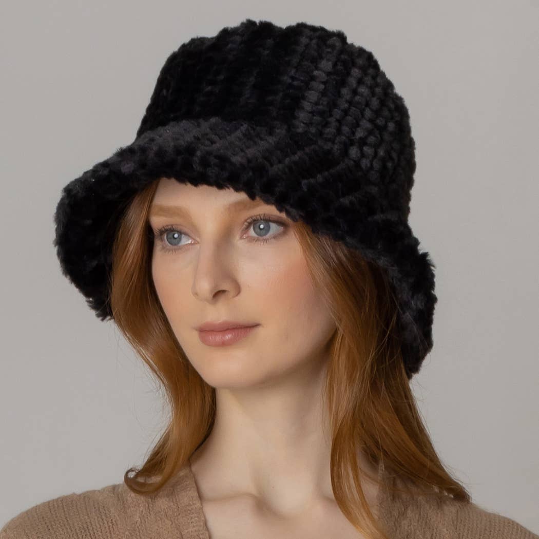 Fashion City – wholesale Bucket Hat - Dam – Vinter enfärgad fuzzy päls hink hatt10