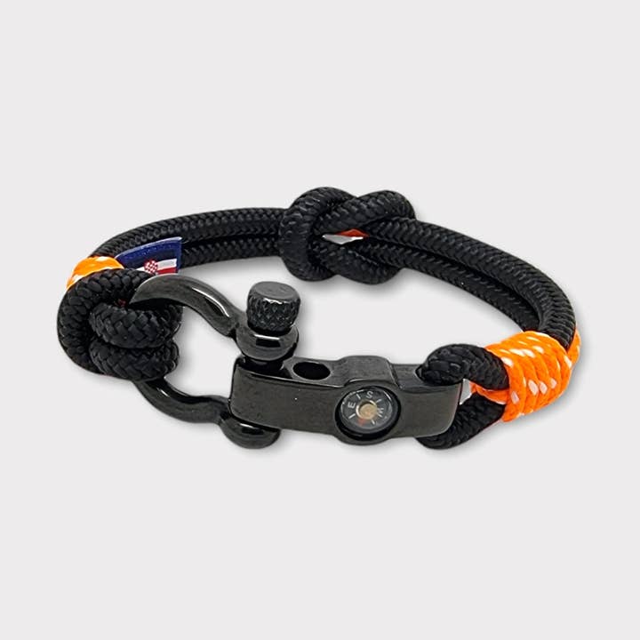 Pulsera náutica SEAMAN negro naranja 5mm para hombre (DU018) para venta al por mayor de Break Time