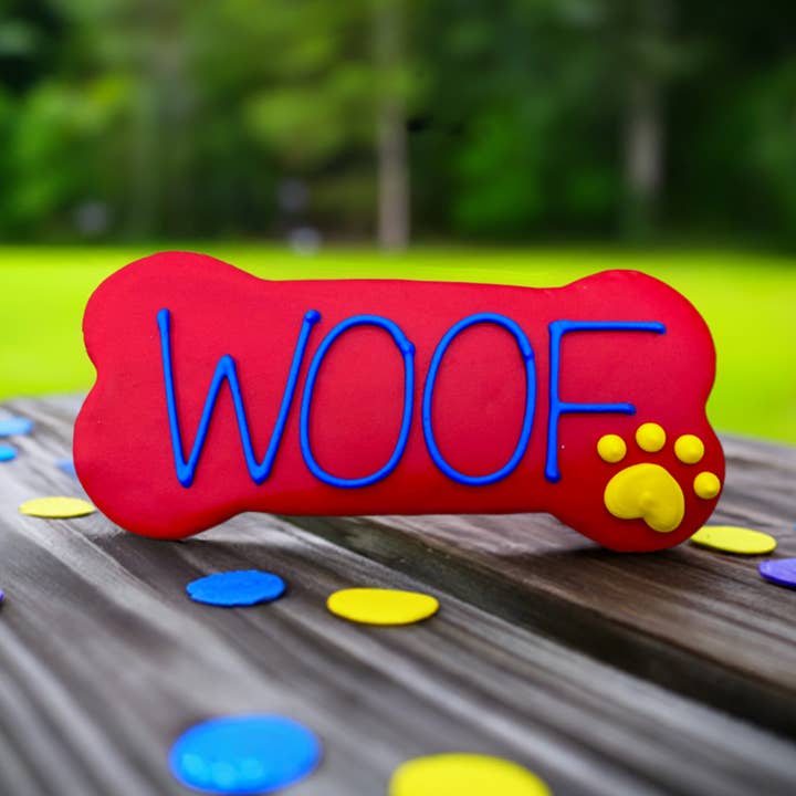 6" Dog Cookie | WOOF! | Dog Treats for wholesale by fetch! Dog Treats