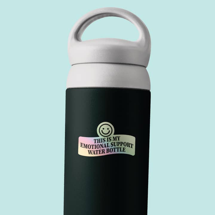 Emotional Support Water Bottle Holographic Vinyl Sticker for wholesale by Articuh