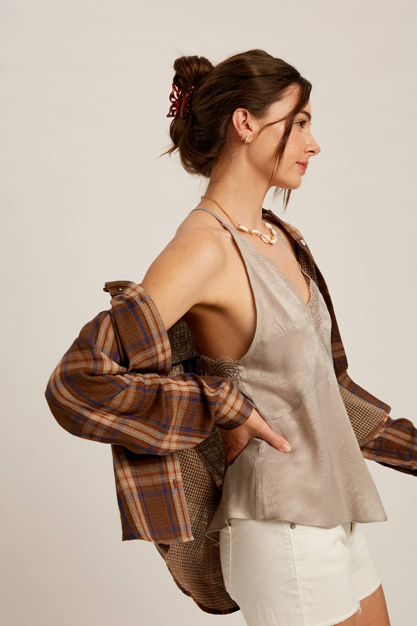 zilveren Satijnen Camisole met Kant LCM0026 voor groothandel op Faire6