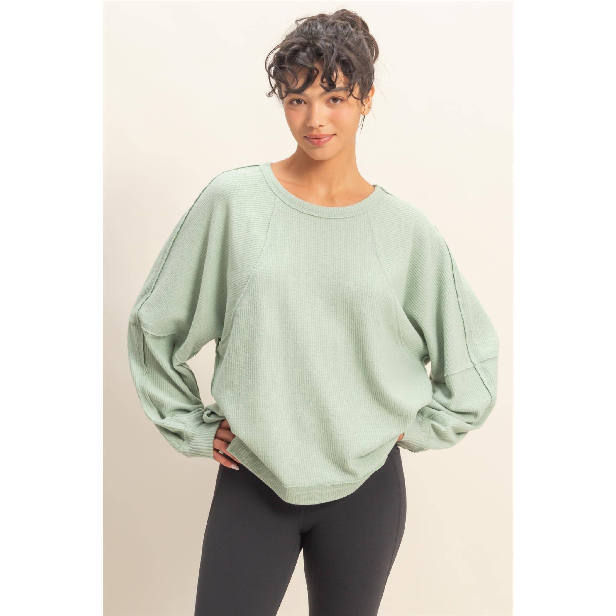 HYFVE - Vente Haut en maille – femme - Haut décontracté à manches longues en maille gaufrée brossée9