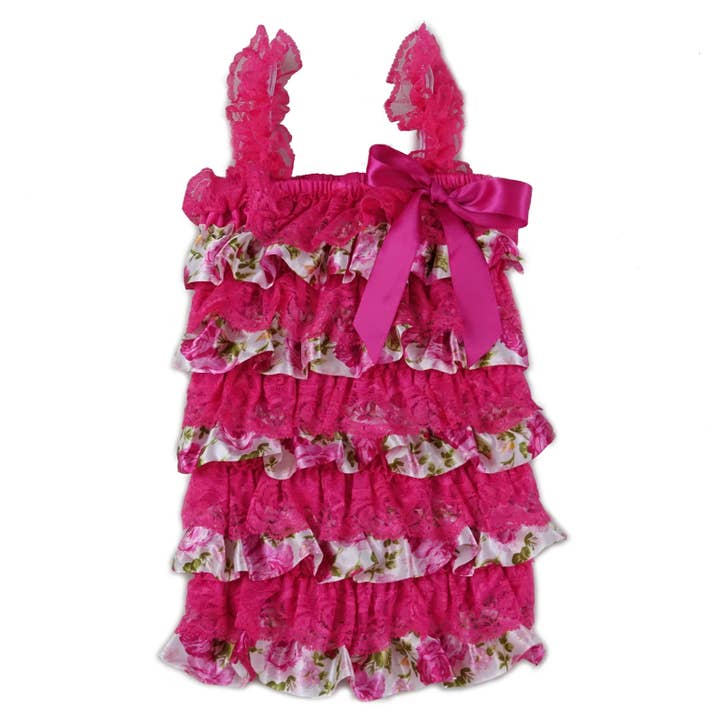 Macacão de Renda/Setim Rosa-Choque & Flor por atacado de Wenchoice