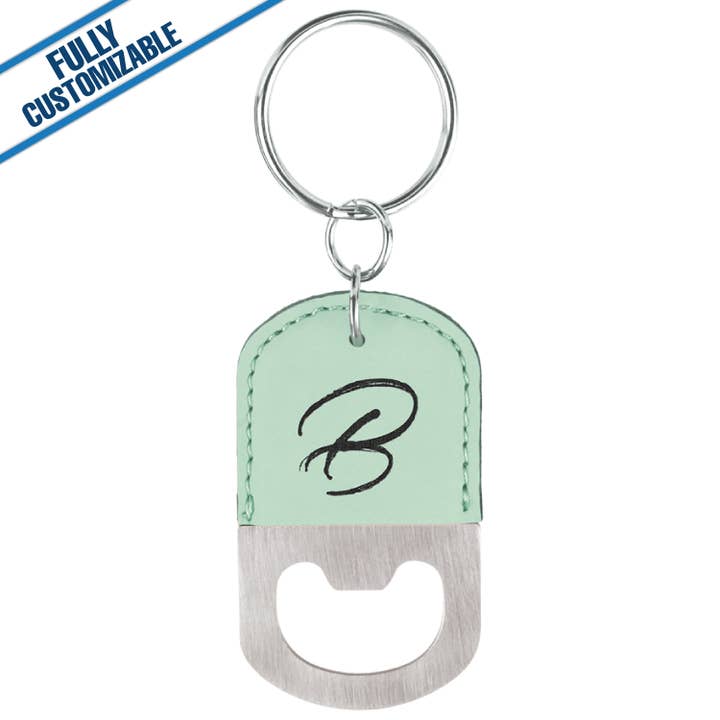 GiftWorksPlus - Wholesale Keychain - Unisex - Leatherette Oval Bottle Opener Keychain - Fully Customizable7
