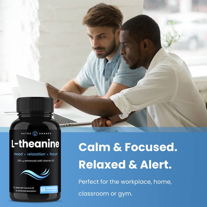 NutraChamps - Vente Supplément oral/vitamine - L-théanine | Favorise l'humeur, la concentration et le soulagement du stress3