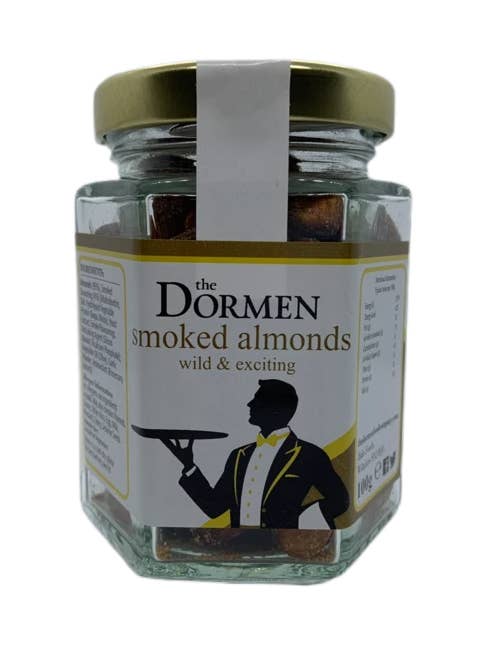 The Dormen Smoked Almonds Hexagonal Jars, 100g for wholesale by Dormen Foods