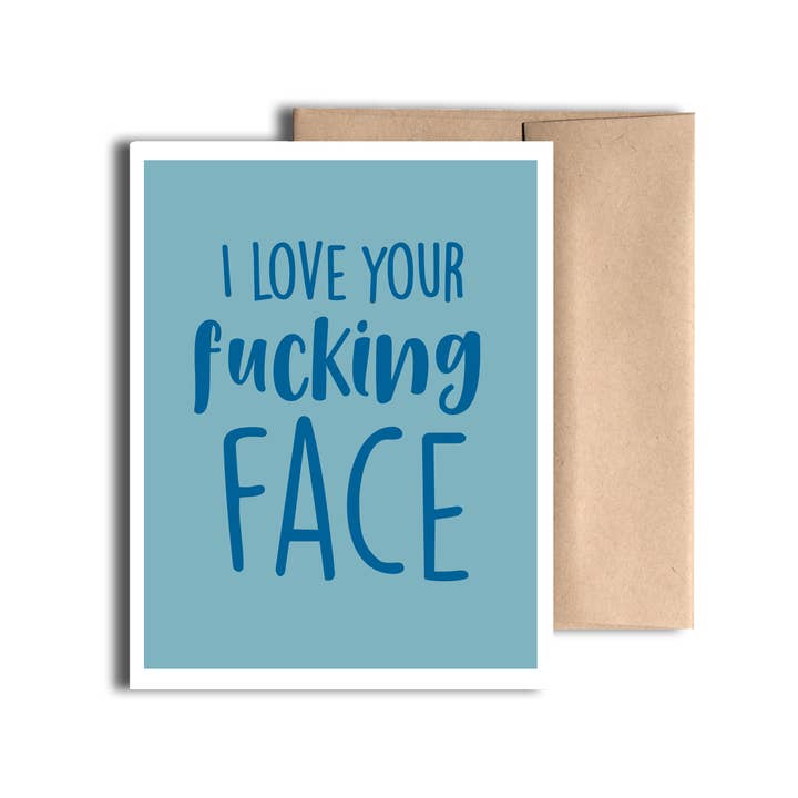 REMOVED BRAND - Wholesale Love Card - Love Your Face Blue Greeting Card