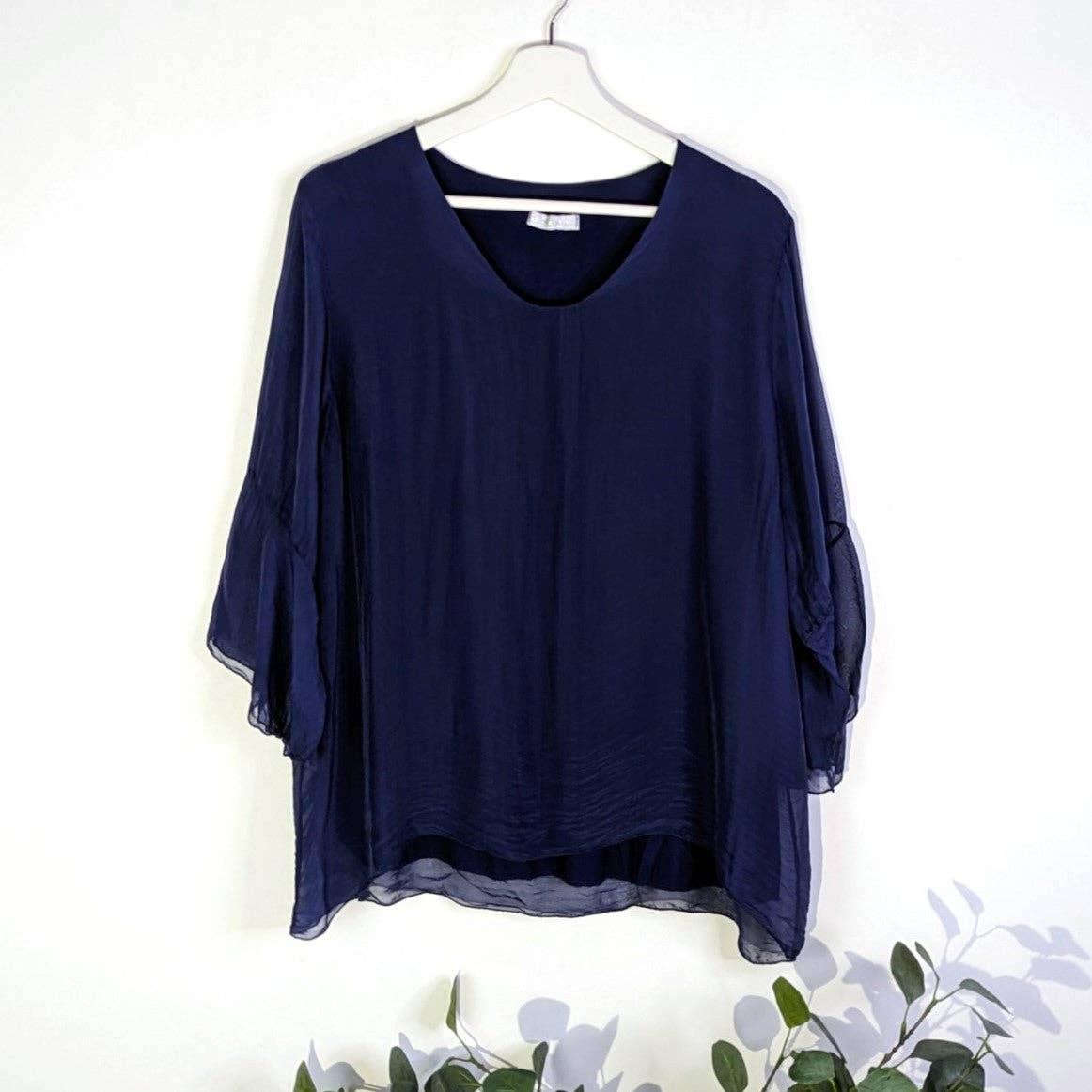 Tempest Designs - Vente Chemisier – femme - Haut en mélange de soie avec manches légèrement évasées (S-M)9