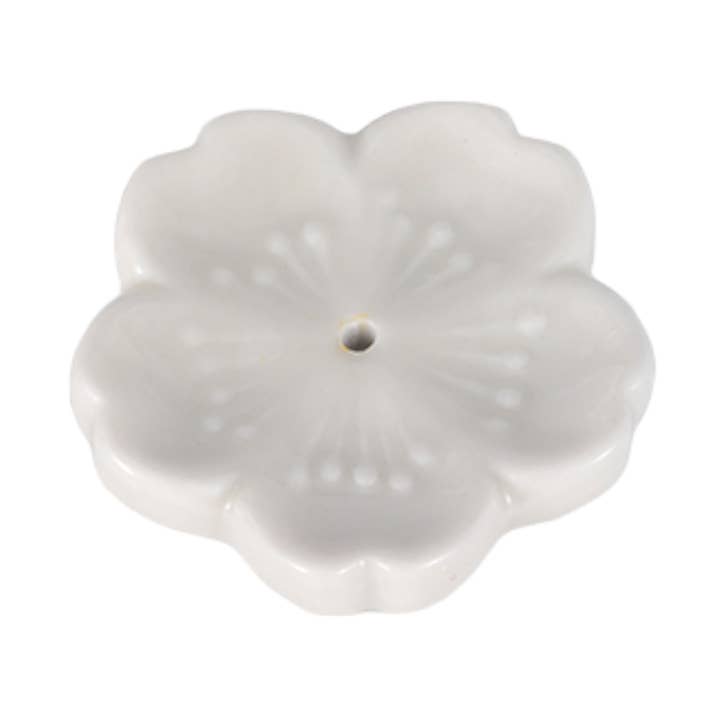 Sakura Cherry Blossom Incense Holder 2 inch White (50/500) for wholesale by Urban Tokyo