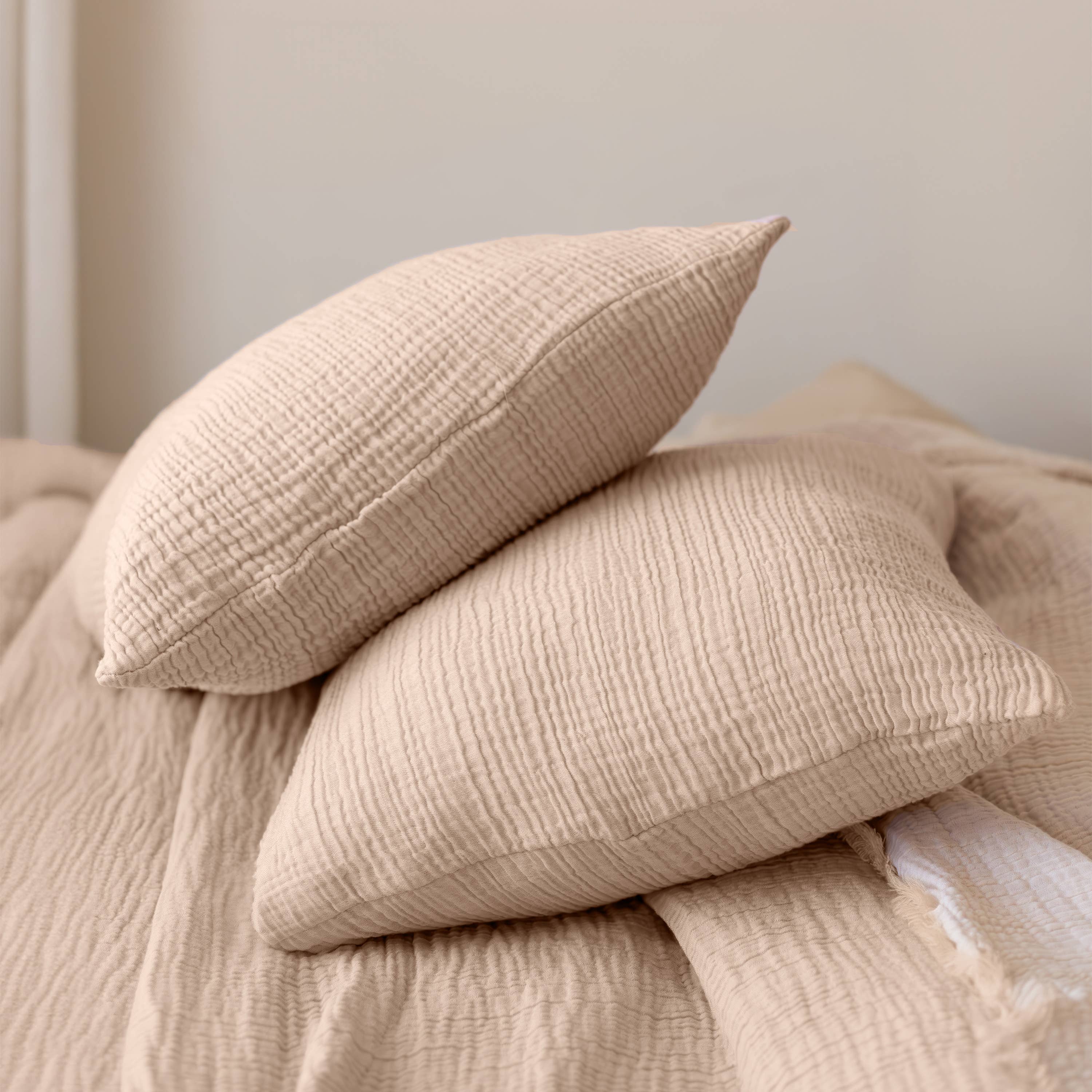 Vivamaison - Vente Plaids - Couvre-lit en mousseline frangé 100 % coton doux, 4 couches premium59