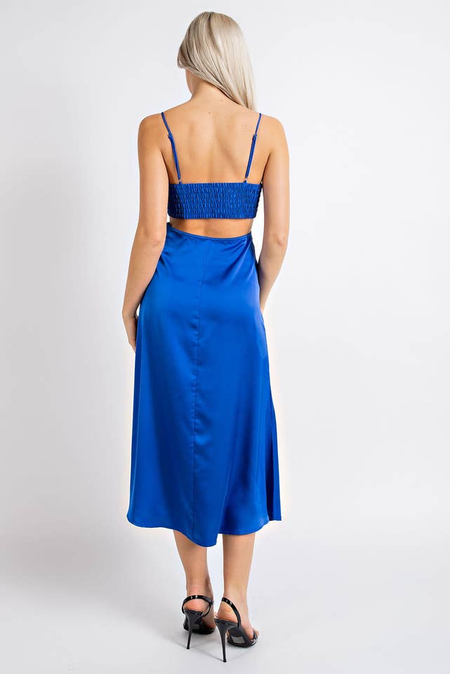 Edit by Nine - Wholesale Dress - Women's - Td2368 Satin Back Cutout Maxi Dress W/ Shoulder Straps