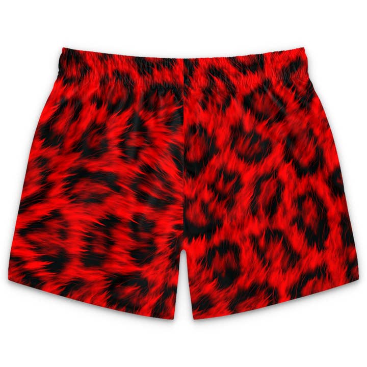 King Killers - Wholesale Boardshort - Heren - Rode zwembroek met luipaardprint en halfhoge snit
