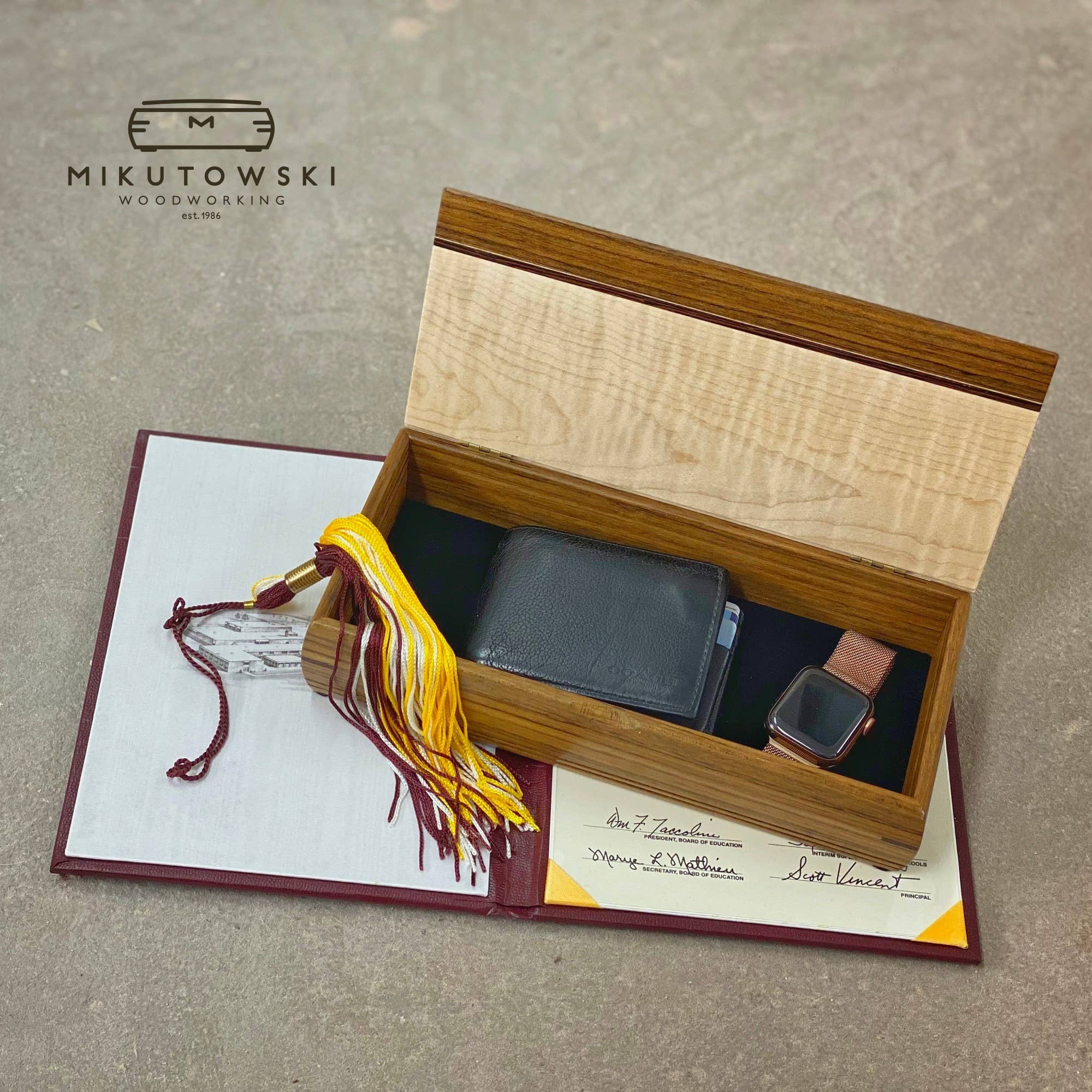 Mikutowski Woodworking - Vendita all'ingrosso Portagioie/organizer per gioielli - Cache Box in legno per portafoglio, monete, custodia per orologi, ecc.21