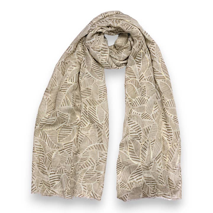 Lili Scarves (US Duty Free) – Engroshandel Tørklæde - Dame – Sommerhalstørklæde med monokromt bladprint1